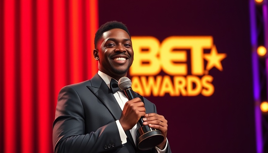 BET Awards 2025 ceremony with a person holding an award.