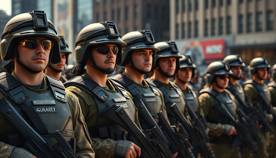 National Guardsmen standing in formation at immigration protests Los Angeles.