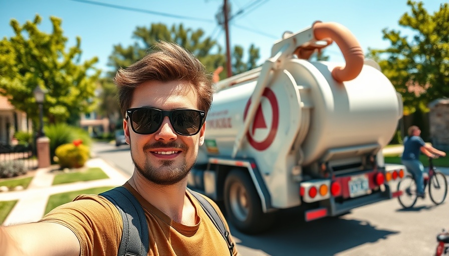 Palm Bay sewer main break: man taking selfie near septic truck