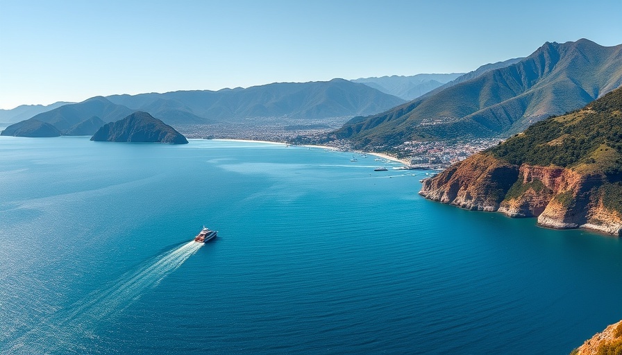 Malibu coastal view with yachts and blue ocean.