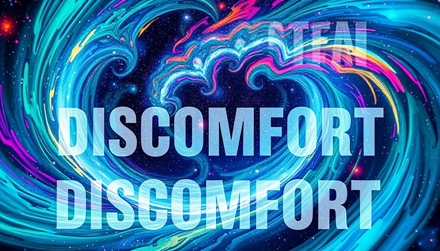 Vibrant cosmic scene representing societal shifts with 'DISCOMFORT' text.