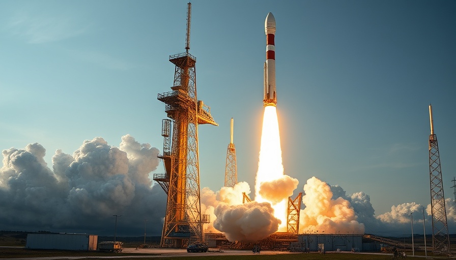 Amazon Project Kuiper satellite launch with rocket and smoke.