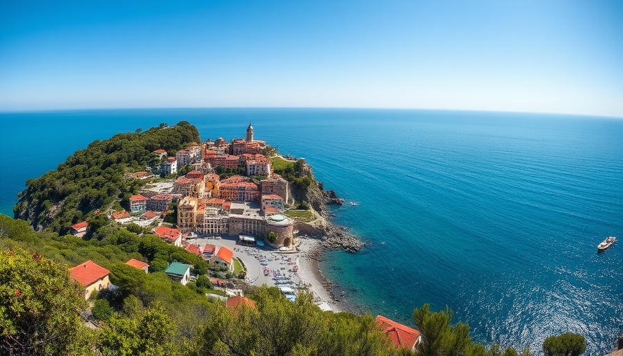 Scenic Travel in Abruzzo showcasing a picturesque coastal village and azure sea.