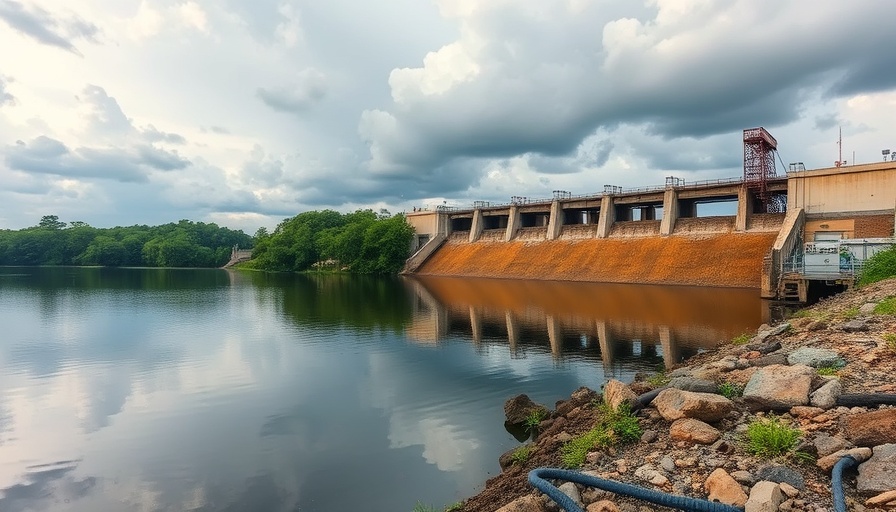 Emergency repairs ongoing at Lake Manatee Dam, scenic view.