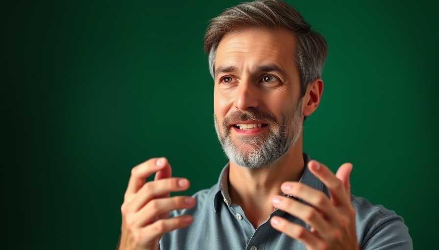 Empathy in Leadership: Confident man discussing key concepts.