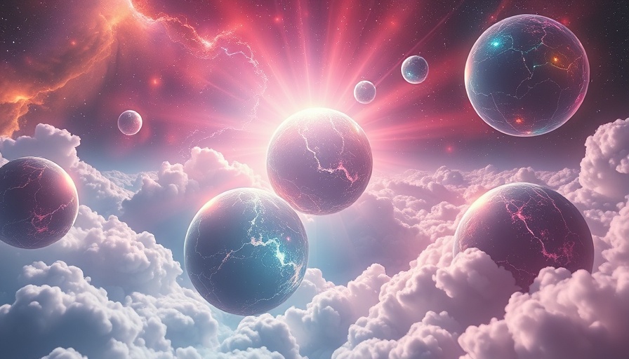 Vibrant cosmic spheres with radiant beams and ethereal glow, manifest money concept.