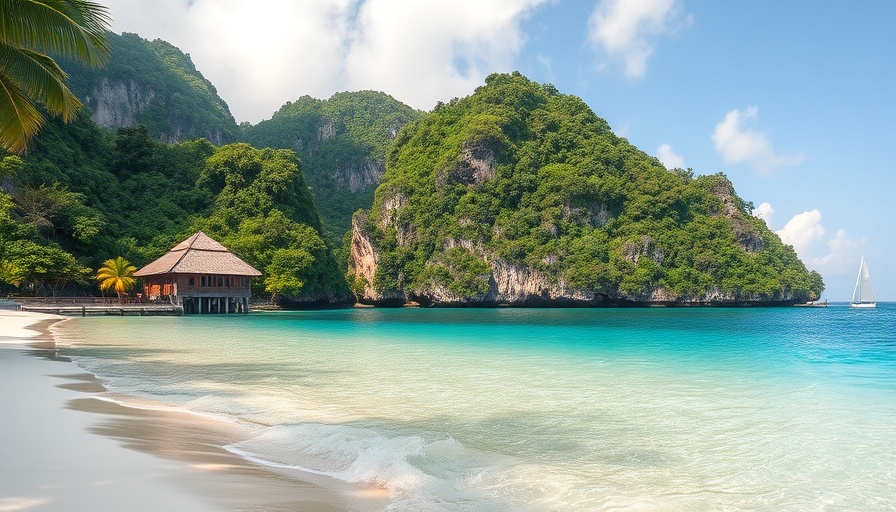 Beautiful landscape of Racha Islands with stilt house and boat