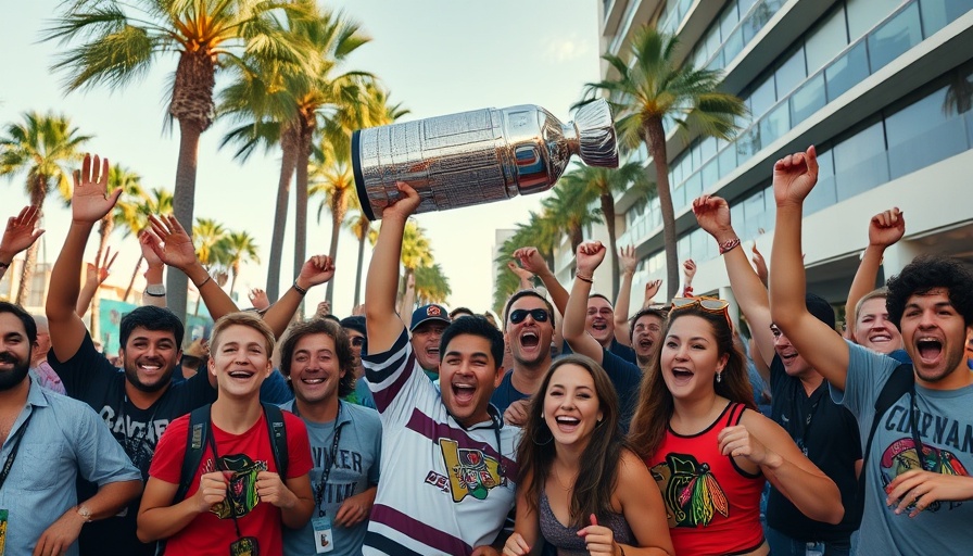 Florida Panthers Stanley Cup celebration with fans lifting trophy.