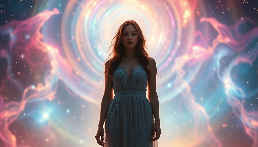 Manifest money concept with ethereal woman in celestial light.