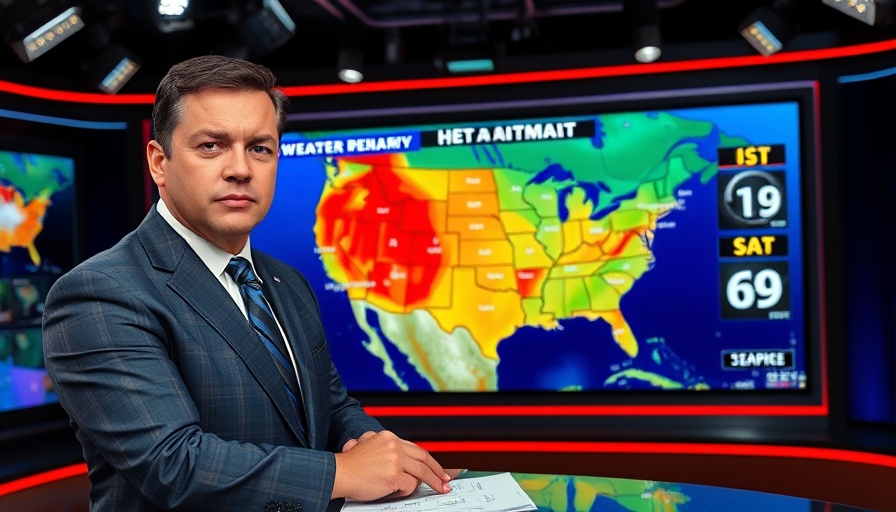 Weather anchor presenting heat alert map highlighting affected regions.
