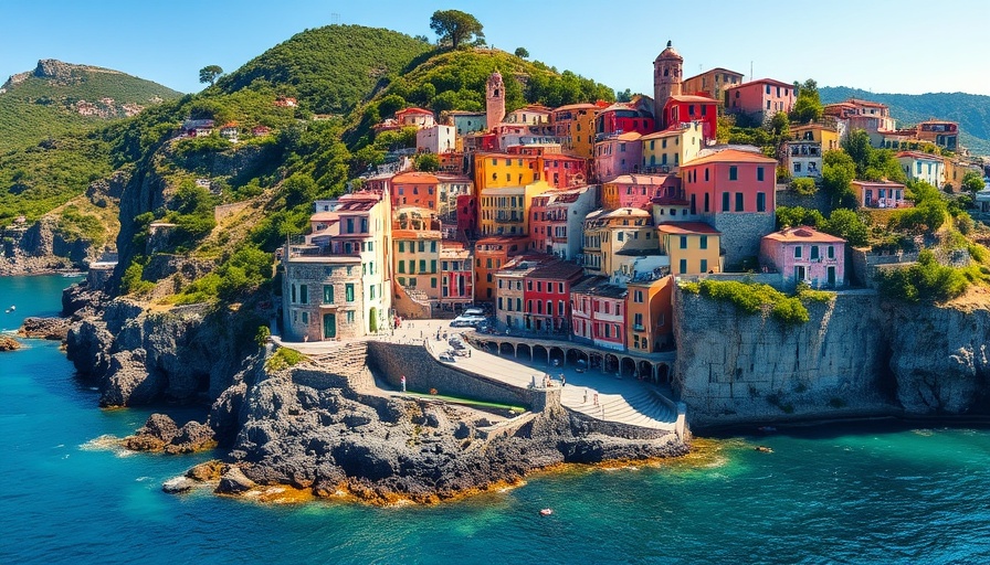Scenic views of Cinque Terre featuring colorful cliffside houses.
