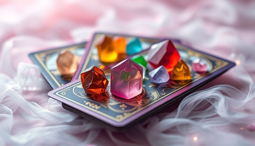 Mystical tarot cards with crystals for energy alignment