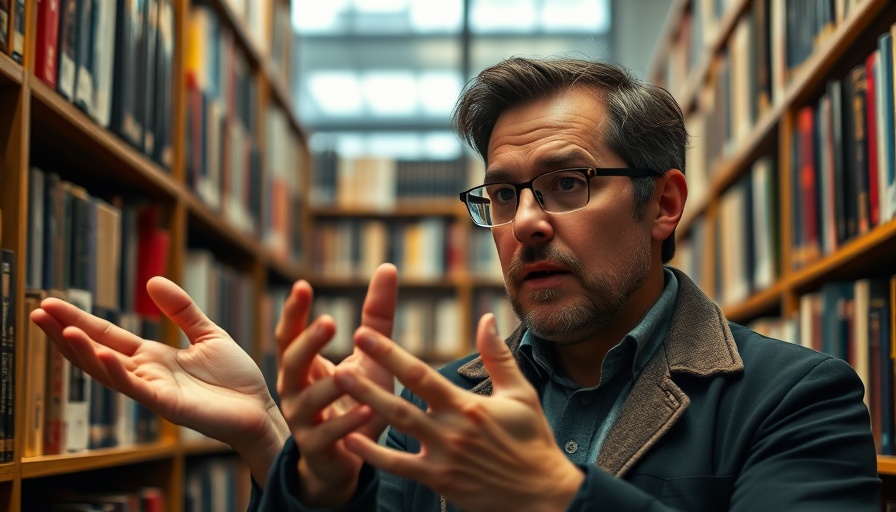 Man explaining memory improvement in a library setting.