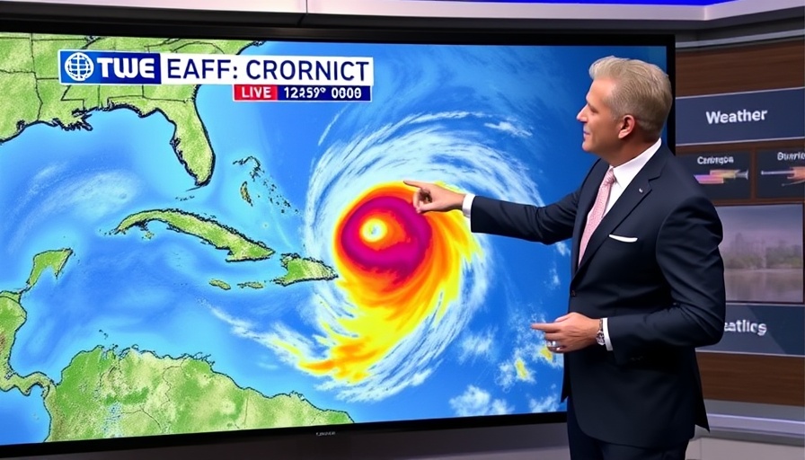 South Florida Weather Updates presenter discussing tropical development map.