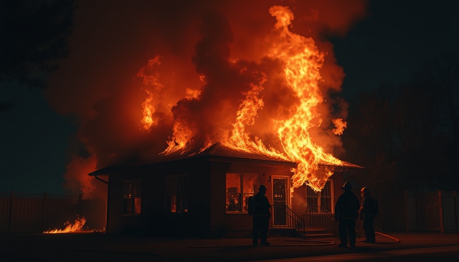 Port Orange house fire, intense flames at night.