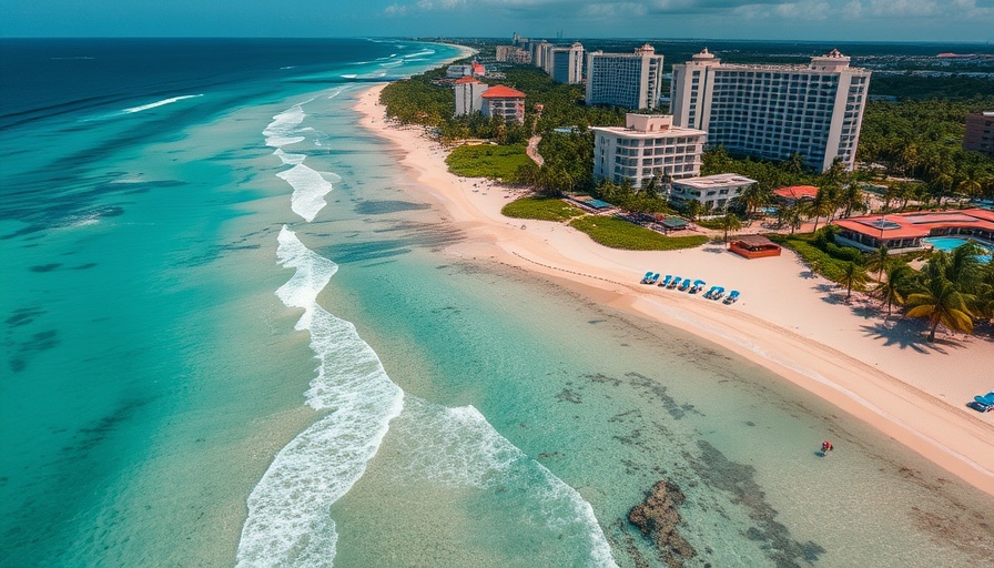 Scenic views of Cancun beach with crystal clear waters and vibrant colors.