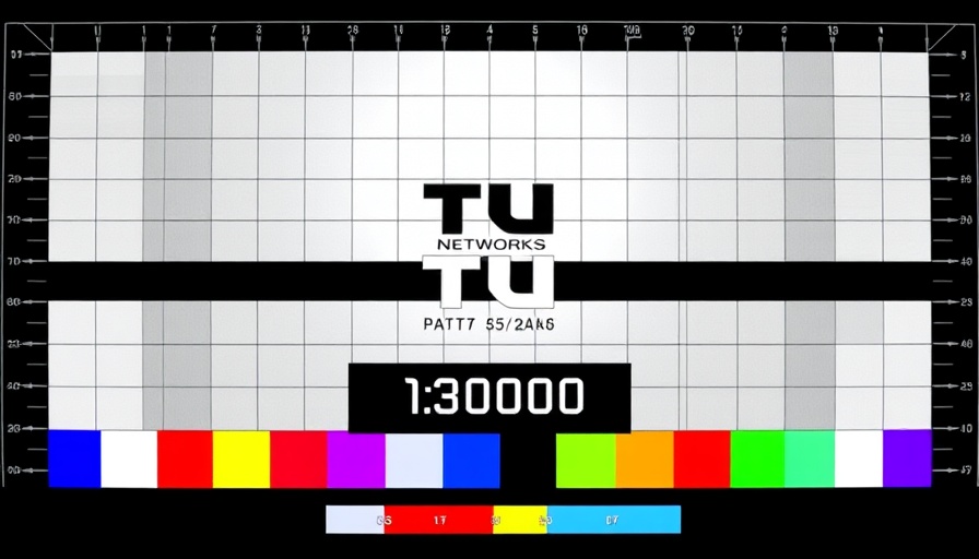 Broadcast test pattern with TVU networks logo on grid for Florida News.