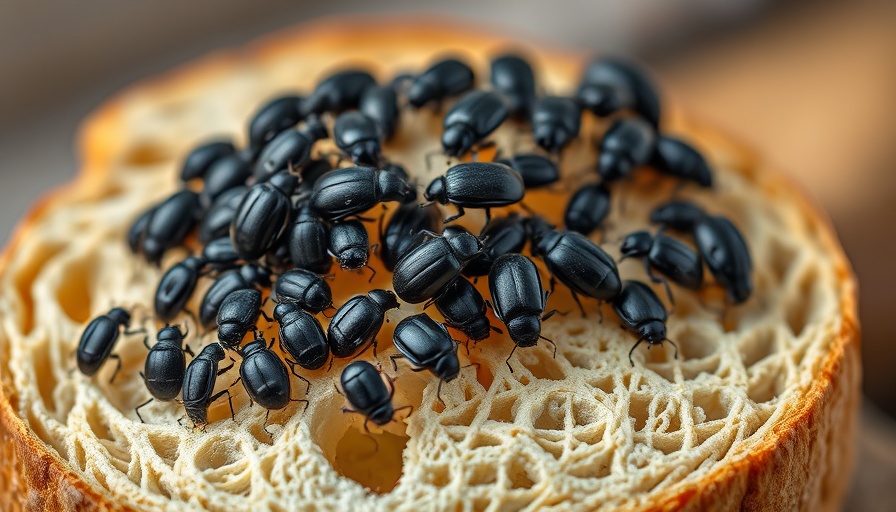 Cluster of beetles on bread, highlighting Florida’s biggest bug problems.