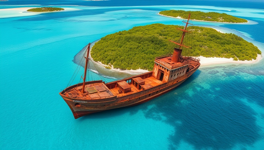 Aerial view of Bermuda shipwreck in turquoise waters, top travel destination.