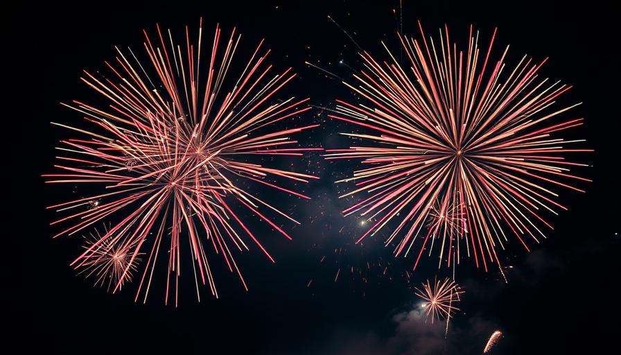 Vibrant fireworks display against night sky, fireworks safety this Fourth of July.