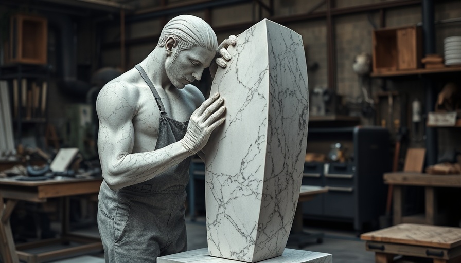 Marble sculpture carving scene at Trump's Garden of Heroes.