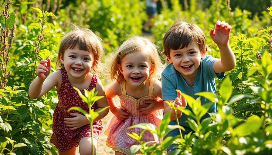 Children exploring garden, symbolizing bird nesting ecology