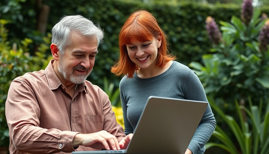 Law of Attraction concept: Elderly man with woman in a lush outdoor setting.