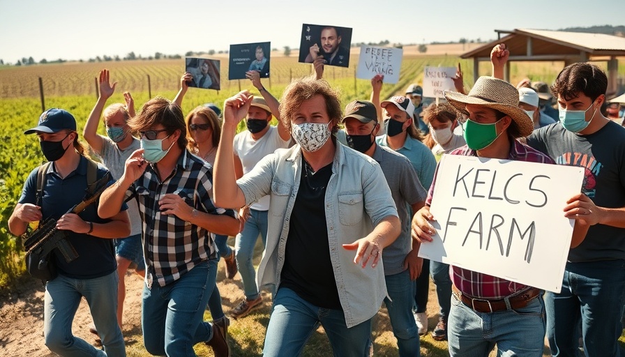 Protestors in standoff at California farm, engaging with federal agents.