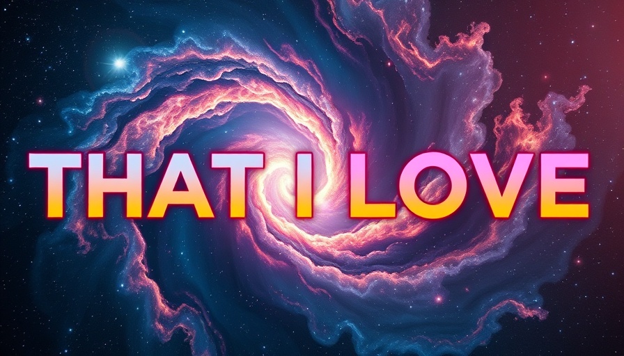 Colorful nebula swirl with text overlay in outer space.