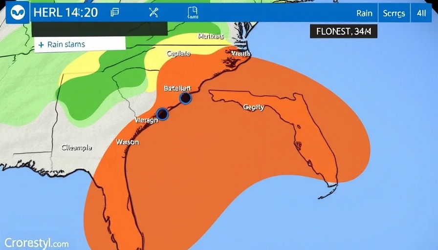 Weather map showing significant rain forecast in Florida on July 12, 2025.
