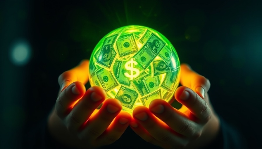 Mystical energy orb with money manifesting in hands.