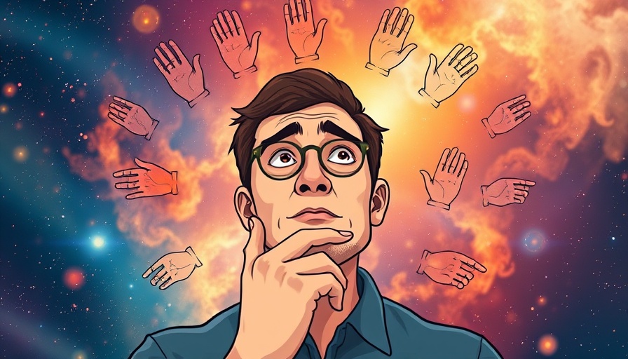 Measure the Sky with Your Fingers concept in vibrant cartoon art.