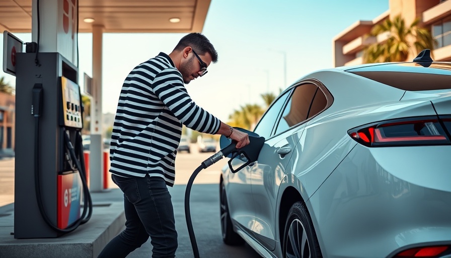 Florida gas prices hit 2-month low; person refueling car.