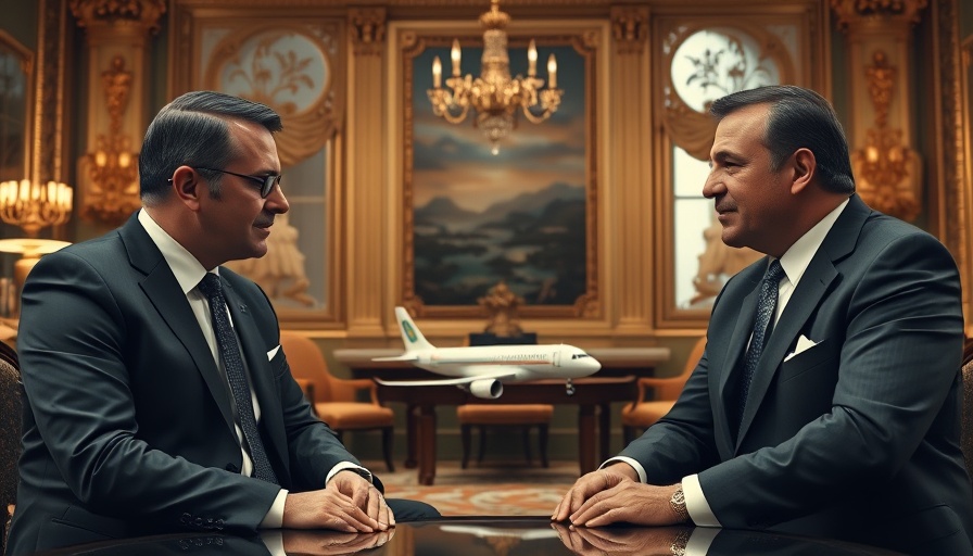 Discussion in lavish room, model airplane in focus, Trump tariffs Russia Ukraine war.