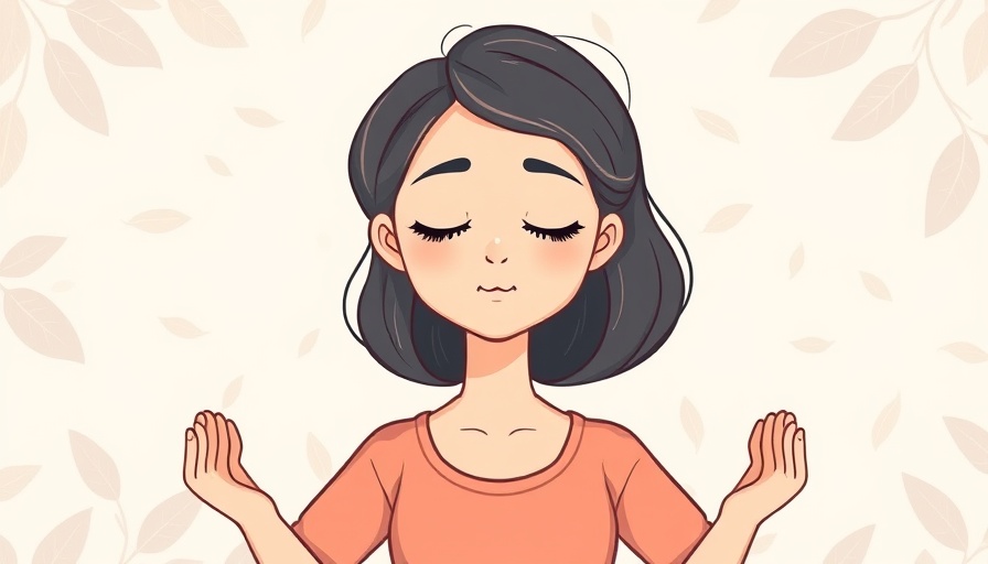 Guided meditation cartoon of serene woman meditating, pastel background.