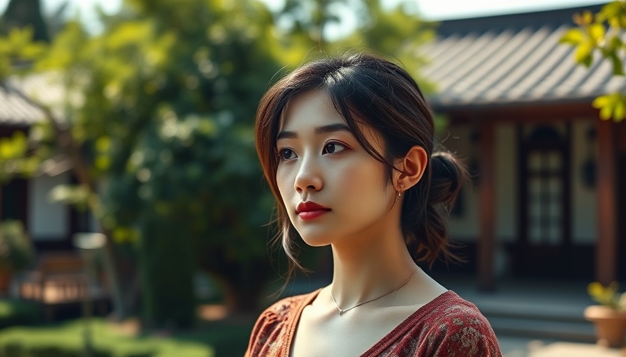 Reflective young woman in a garden overcoming limiting beliefs.