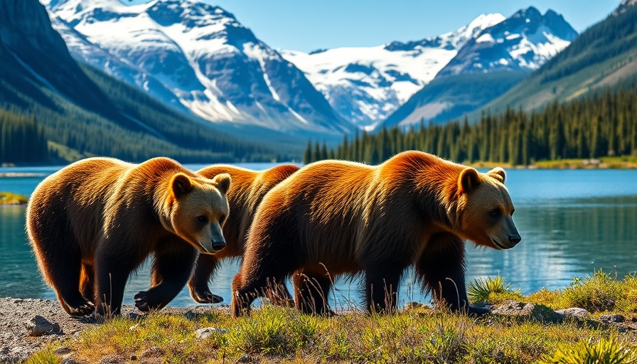 Alaskan travel destination with bears and mountains