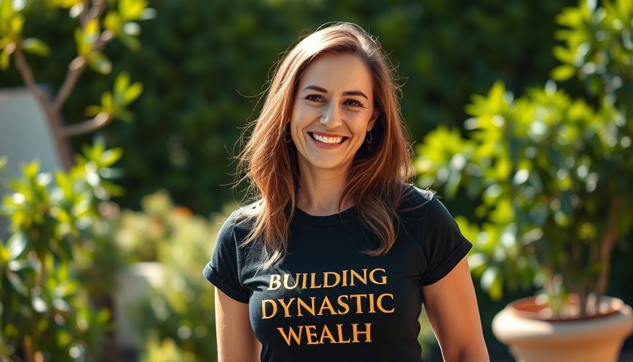 Confident woman in a garden promoting Forms of Dynastic Wealth.