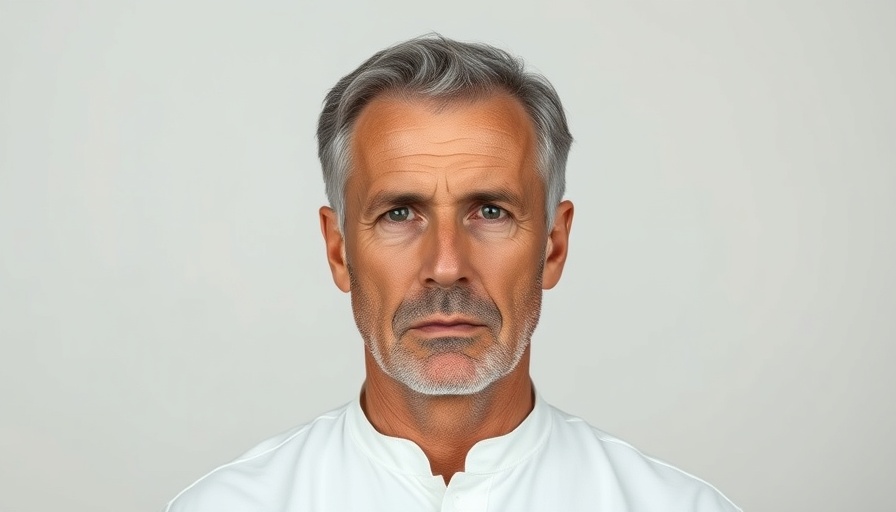 Serious-looking man for crime reports with neutral expression, plain background.