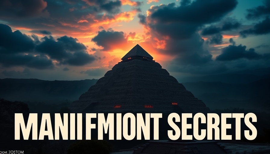 Manifestation secrets cover with pyramid at twilight.