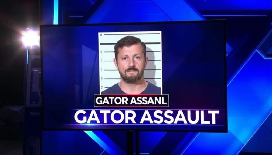 News headline of Gator Assault in Lake County with suspect image.