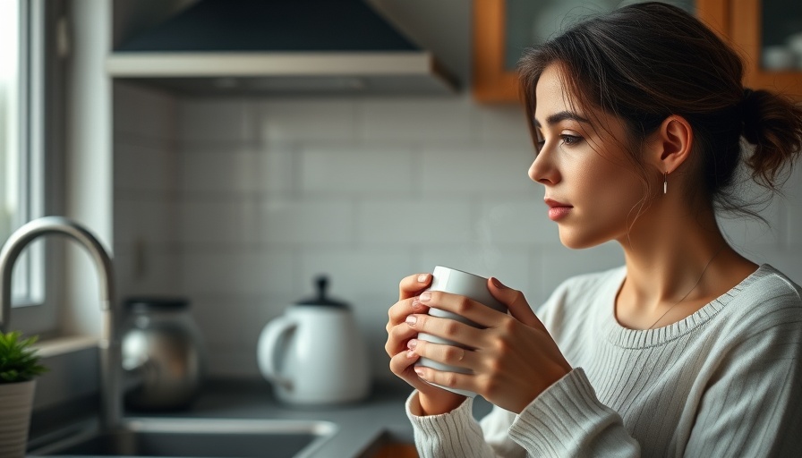 Building Better Habits: Woman enjoying morning coffee in kitchen.