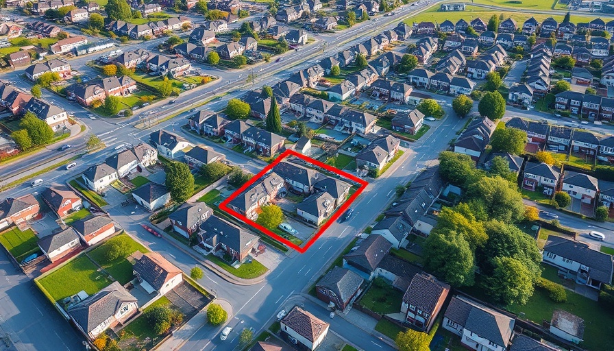 Orlando News: Aerial view with highlighted property in suburban area.