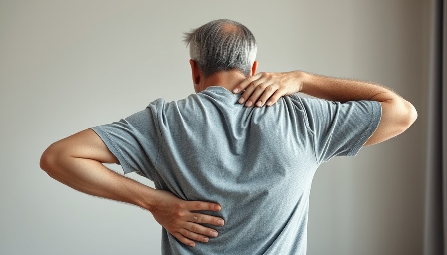 Middle-aged person showing causes of back pain through body language.