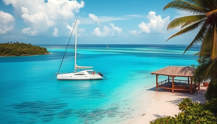 Gili Islands Travel Destinations: serene tropical island with yacht and hut.