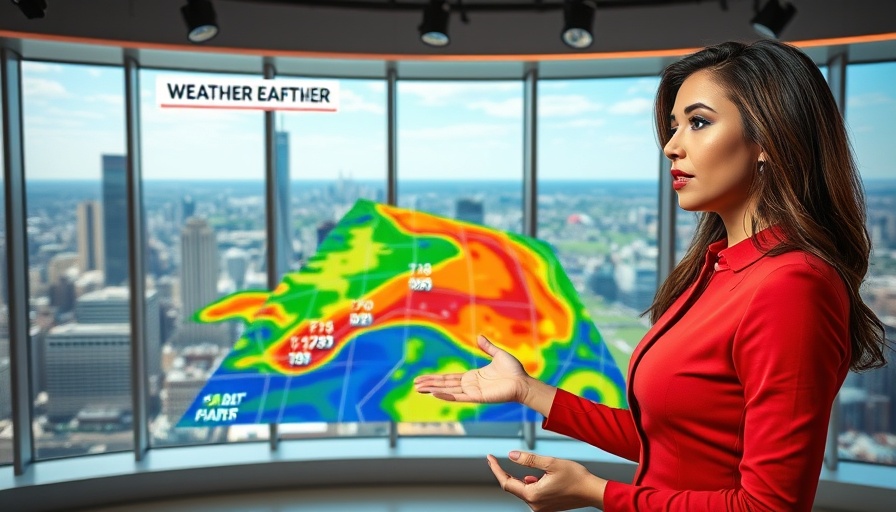 Meteorologist discusses triple-digit heat across South Florida in a studio.