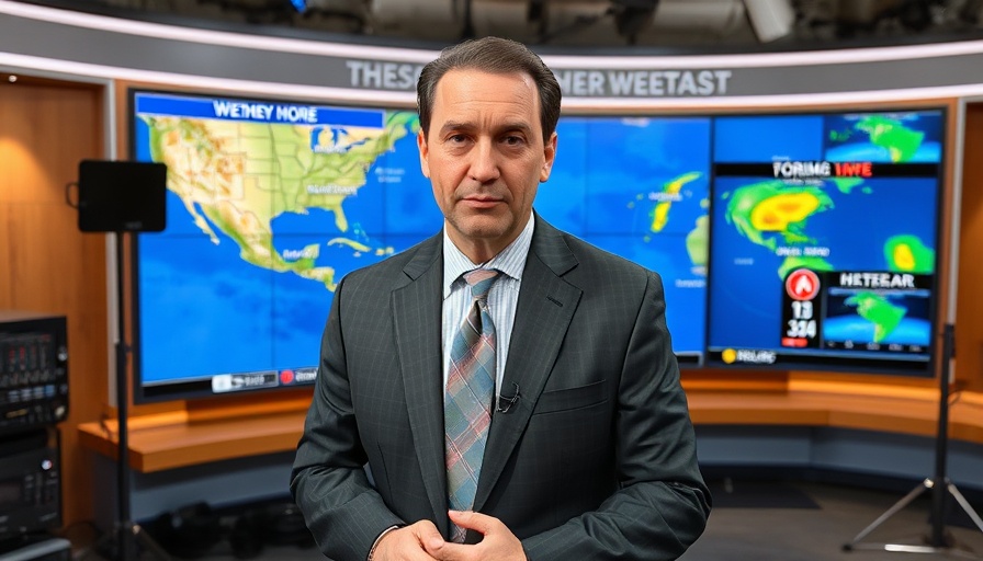 Tropical weather forecast report in Florida studio display.