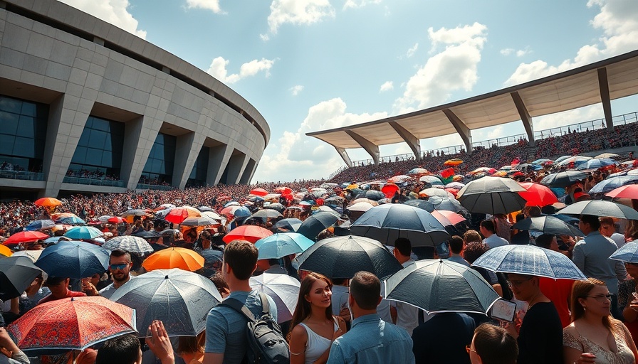 Crowd at Japan WWII Surrender Anniversary outside a stadium