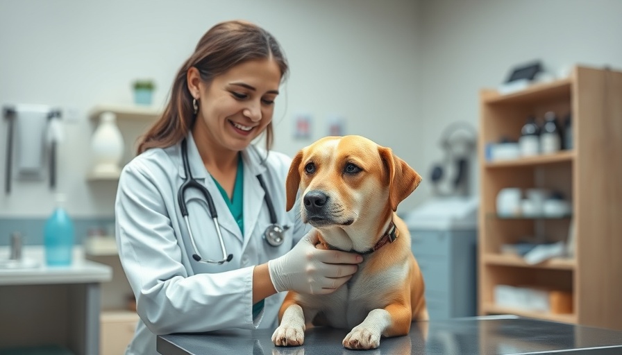 Veterinarian examining a dog in a clinic.
