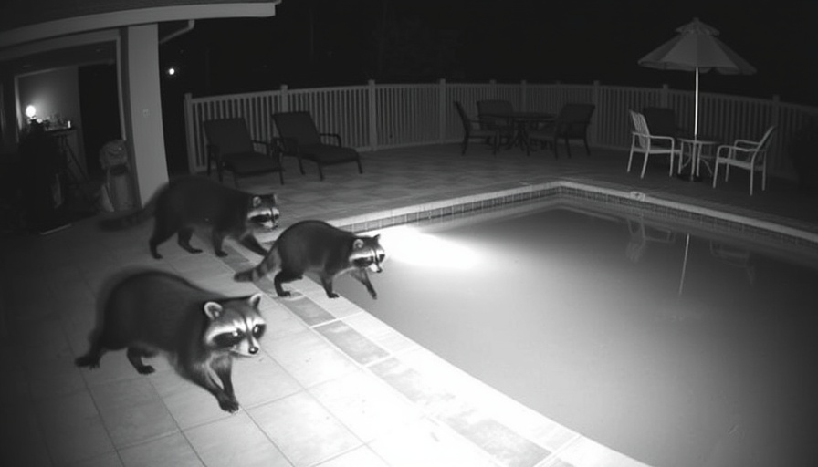 Raccoon invasion on Merritt Island captured by security camera.